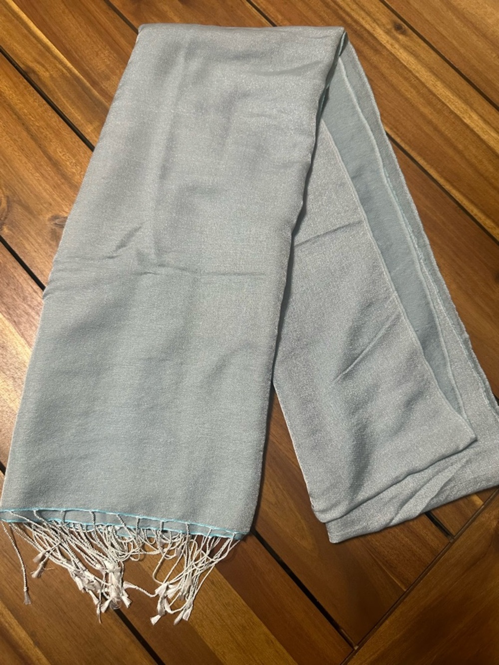 Light Blue Shimmery Fringe Scarf
